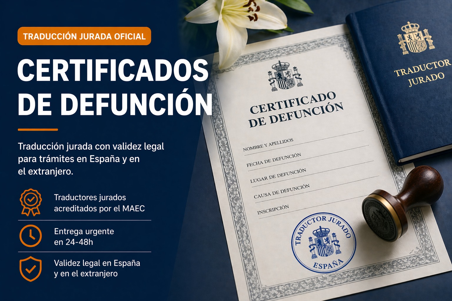 Traducción jurada de certificado de defunción