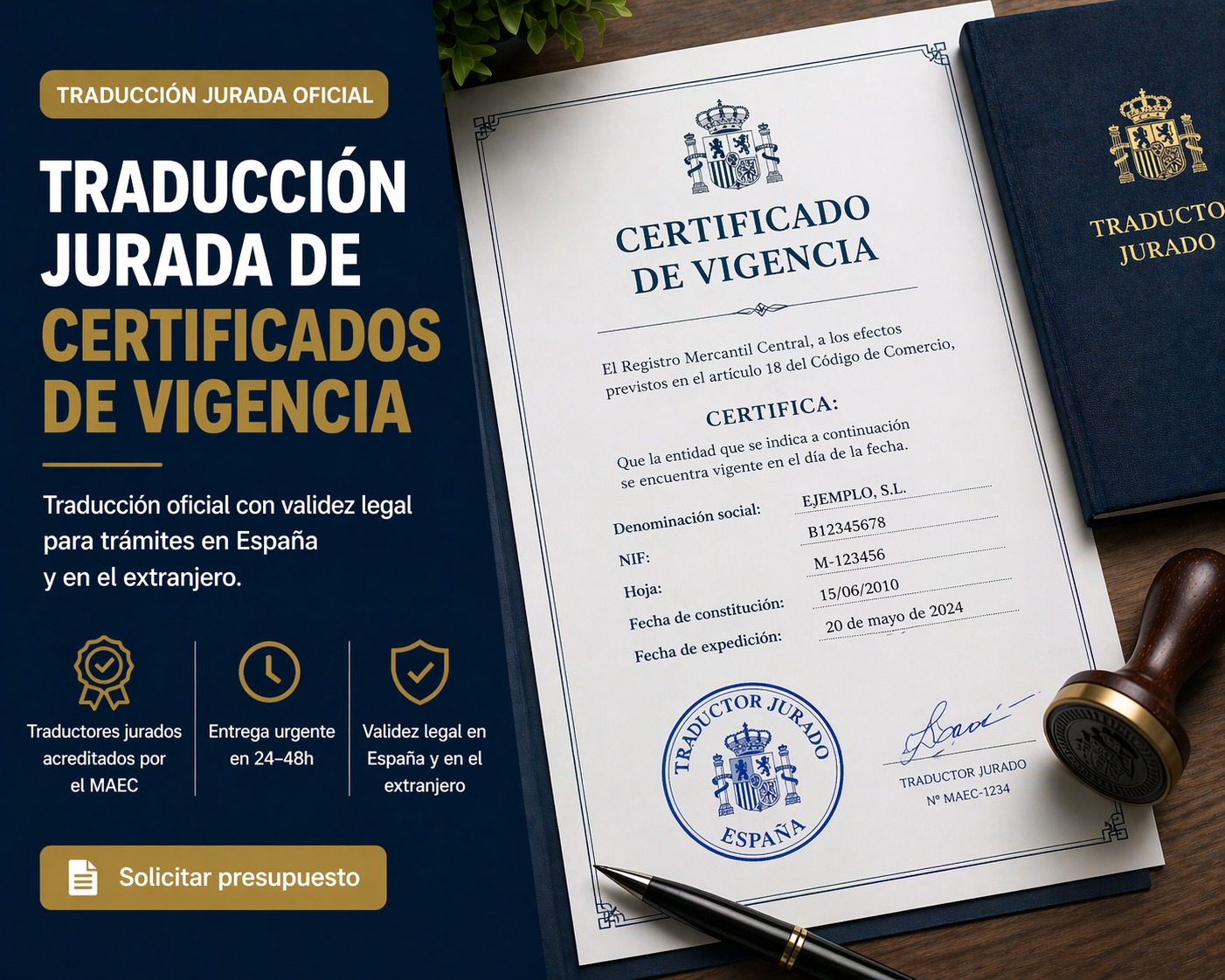 Traducción jurada certificado de vigencia