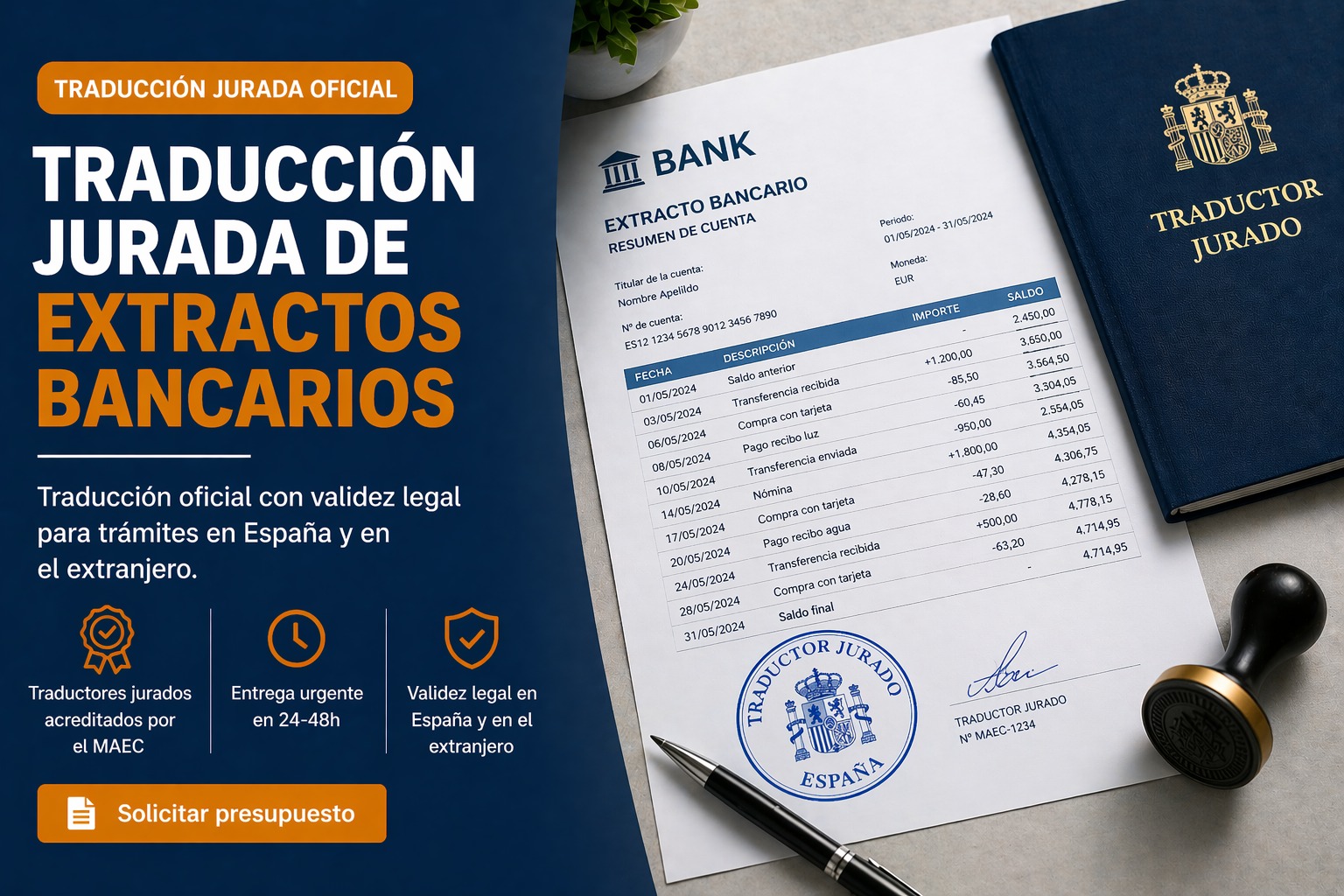 Traducción jurada extractos bancarios